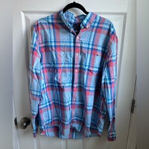 Vineyard Vines Blue and Pink Plaid Button Down Shirt
